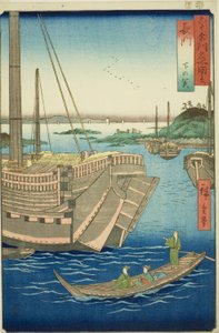 Nagato Provincie: Shimonoseki (Nagato, Shimonoseki), uit de serie "Beroemde Plaatsen in de Zestig-odd Provincies (Rokujuyoshu meisho zue)"