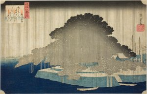 Nachtregen in Karasaki, uit de serie 
