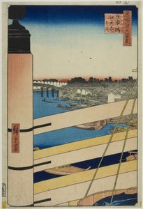 Nihonbrug en Edobrug (Nihonbashi, Edobashi), uit de serie "Honderd beroemde vergezichten van Edo (Meisho Edo hyakkei)".