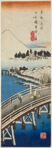 Nihon-brug gezien in de sneeuw (Nihonbashi setchu no kei), uit de serie Beroemde uitzichten in de oostelijke hoofdstad (Toto meisho)