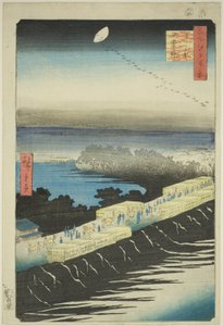 Nihon Embankment, Yoshiwara (Yoshiwara Nihonzutsumi), uit de serie "Honderd beroemde uitzichten van Edo (Meisho Edo hyakkei)"