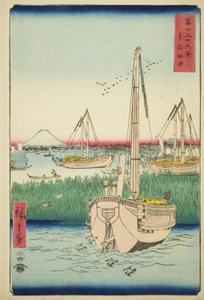 Voor Tsukuda-eiland in de Oostelijke Hoofdstad (Toto Tsukuda oki), uit de serie "Zesendertig Zichten op de Fuji (Fuji sanjurokkei)"