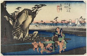 Okitsu-rivier bij Okitsu, ca. 1833