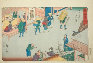 Otsu—Nr. 54, uit de serie "Drieënvijftig stations van de Tokaido (Tokaido gojusan tsugi)," ook bekend als de Reisho Tokaido