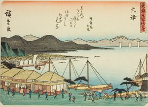 Otsu, uit de serie "Drieënvijftig Stations van de Tokaido (Tokaido gojusan tsugi)," ook bekend als de Tokaido met Gedicht (Kyoka iri Tokaido) door Utagawa Hiroshige