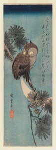 Uil op een dennen tak, ca.1833 door Utagawa Hiroshige