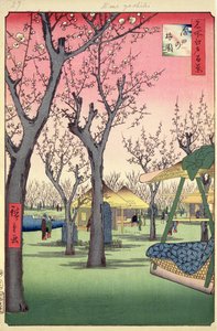 Pruimen Tuin, Kamata, uit Honderd beroemde uitzichten van Edo, februari 1857 door Utagawa Hiroshige