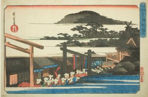 Omgeving van het Shiba Shinmei-heiligdom (Shiba Shinmei keidai), uit de serie "Beroemde plaatsen in de oostelijke hoofdstad (Toto meisho)"