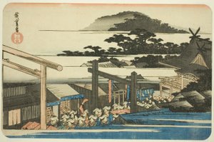 Omgeving van het Shiba Shinmei Heiligdom, uit de serie "Beroemde Plaatsen in de Oostelijke Hoofdstad" door Utagawa Hiroshige