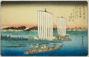 Terugkerende zeilen bij Gyotoku (Gyotoku no kihan), uit de serie "Acht uitzichten in de omgeving van Edo (Edo kinko hakkei no uchi)"