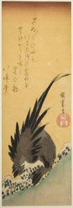 Haan op een heuvel in de winter door Utagawa Hiroshige