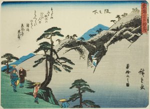 Sakanoshita: Uitzicht op de berg Fudesute, uit de serie "Drieënvijftig Stations van de Tokaido" door Utagawa Hiroshige
