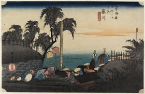 Scène aan de Postrand, Fujikawa, c. 1833