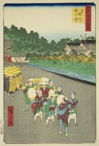 Shiba Shinmei Heiligdom en Zojoji Tempel (Shiba Shinmei Zojoji), uit de serie "Aanvulling op de Honderd Beroemde Zichten van Edo (Edo hyakkei yokyo)" door Utagawa Hiroshige
