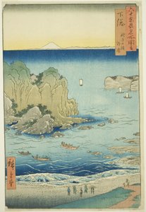 Shimosa Provincie: Choshi Strand aan de Buitenbaai, uit de serie "Beroemde Plaatsen in de Zestig-ene Provincies" door Utagawa Hiroshige