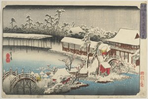 Sneeuw op het heiligdom van Kameido Tenman, 1832-1834