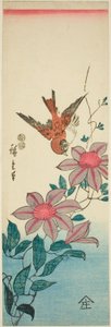 Mus en clematis door Utagawa Hiroshige