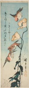 Mussen en klaprozen door Utagawa Hiroshige