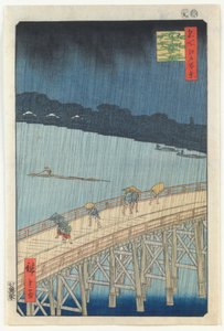 Plotselinge regenbui over de Ōhashi-brug en Atake, uit de serie 