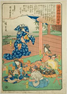 Sukenari (Soga no Juro) dansend voor Suketsune, uit de serie "Geïllustreerd verhaal van de Soga-broers (Soga monogatari zue)"