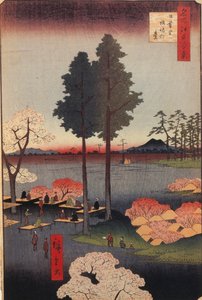Suwa Bluff in Nippori Honderd Beroemde Zichten van Edo, 1856-1858 door Utagawa Hiroshige