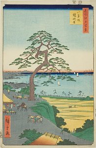De pantser-hangende den bij Hakkeizaka (Hakkeizaka Yoroikakematsu), nr.26 uit de serie "Honderd beroemde vergezichten van Edo (Meisho Edo hyakkei)".