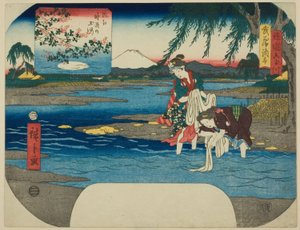 De Chofu Juweelrivier in de provincie Musashi (Musashi Chofu) en de Noji Juweelrivier in de provincie Omi (Omi Noji no Tamagawa), uit de serie "Zes Juweelrivieren in verschillende provincies (Shokoku Mu Tamagawa)"