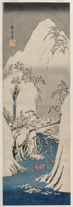 De Fuji-rivier in de sneeuw door Utagawa Hiroshige
