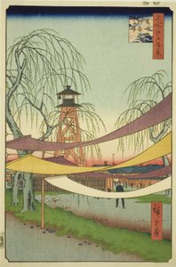 De Hatsune-rijgronden in Bakuro-cho, uit de serie "Honderd beroemde uitzichten van Edo" door Utagawa Hiroshige