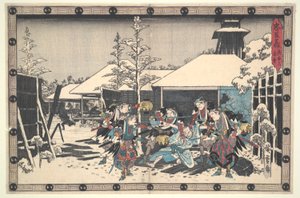 De Loyal League van zevenenveertig Rōnin (Chūshingura), Act XI, nr. 3: De nachtelijke aanval Moronao gegrepen door de Ronin