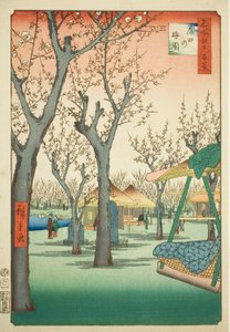 De pruimenboomgaard in Kamata (Kamata no umezono), nr.27 uit de serie "Honderd beroemde vergezichten van Edo (Meisho Edo hyakkei)". door Utagawa Hiroshige