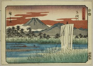 De Sagami-rivier, uit de serie "Zesendertig gezichten op de berg Fuji" door Utagawa Hiroshige