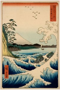 De Zee bij Satta, Suruga Provincie, uit de serie Zesendertig Zichten op de Berg Fuji door Utagawa Hiroshige