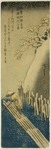 De Sumida Rivier in Winterse Sneeuw (Fuyu Sumidagawa no yuki), uit de serie "Beroemde Plaatsen in Edo in de Vier Seizoenen (Shiki Koto meisho)"