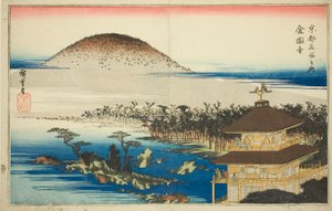De Tempel van het Gouden Paviljoen (Kinkakuji), uit de serie "Beroemde plaatsen in Kyoto (Kyoto meisho no uchi)"