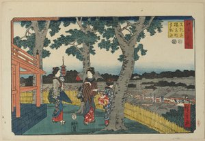 Het Uitzicht op Matuschiyama Heuvel, Saruwaka District en Kinryu-zan Tempel, november 1853