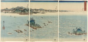 De draaikolken in de Naruto Straat, Awa Provincie door Utagawa Hiroshige