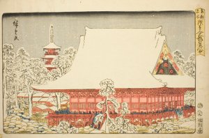 De jaarmarkt bij de Kinryuzan-tempel in Asakusa (Asakusa Kinryuzan toshi no ichi), uit de serie "Beroemde plaatsen in de oostelijke hoofdstad (Toto meisho)" door Utagawa Hiroshige