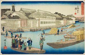 De Yoroi-veerboot (Yoroi no watashi), uit de serie "Uitzonderlijke Zichten van Edo (Koto shokei)"
