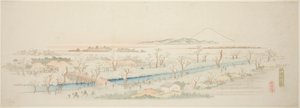 Uitzicht op Koganei, uit een ongetitelde serie van beroemde uitzichten van de buitenwijken van Edo door Utagawa Hiroshige