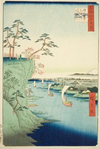Uitzicht op Konodai en de Tone Rivier (Konodai Tonegawa fukei), uit de serie "Honderd Beroemde Zichten van Edo (Meisho Edo hyakkei)" door Utagawa Hiroshige