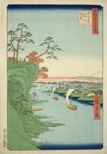 Uitzicht op Konodai en de Tone Rivier, uit de serie "Honderd Beroemde Zichten van Edo" door Utagawa Hiroshige