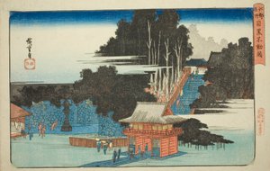 Bezoek aan de Fudo Tempel in Meguro (Meguro Fudo mode), uit de serie "Beroemde Plaatsen in Edo (Koto meisho)"