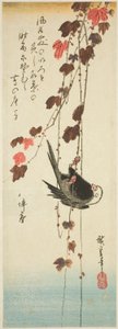 Witkopvogel en klimop door Utagawa Hiroshige