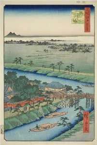 Yanagishima, uit de serie "Honderd Beroemde Zichten van Edo (Meisho Edo hyakkei)" door Utagawa Hiroshige