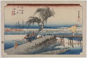 Yokkaichi: Uitzicht op de Mie-rivier, uit de serie De Drieënvijftig Stations van de Tōkaidō