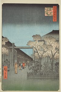 Yoshiwara Licensed Quarters at Dawn (Kakuchu shinonome), nr.38 uit de serie "One Hundred Famous Views of Edo (Meisho Edo hyakkei)".