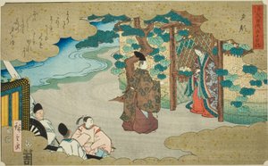 Yugao, uit de serie "Vierenvijftig Hoofdstukken van het Verhaal van Genji (Genji monogatari gojuyonjo)"