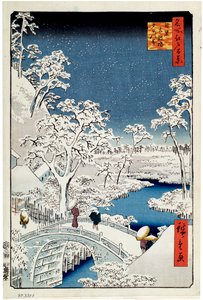 Yuhi-heuvel en de Drumbrug bij Meguro Honderd beroemde zichten van Edo, 1856-1858