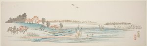 Yuhigaoka, uit een ongetitelde serie van beroemde uitzichten van de buitenwijken van Edo door Utagawa Hiroshige